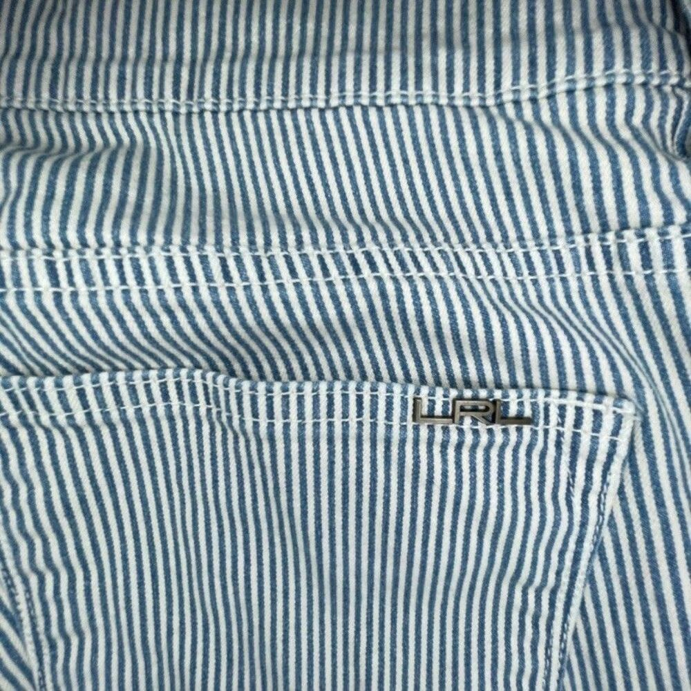 LRL Ralph Lauren Denim Pinstripes Jeans Women's 12 Blue Straight Ankle Pants‎ - Picture 11 of 12